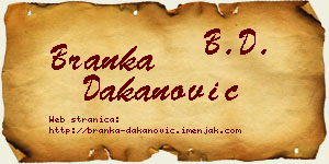 Branka Dakanović vizit kartica
